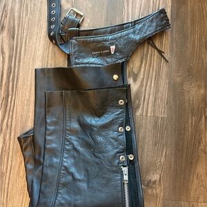 Black Leather Pants with Belt heavy duty